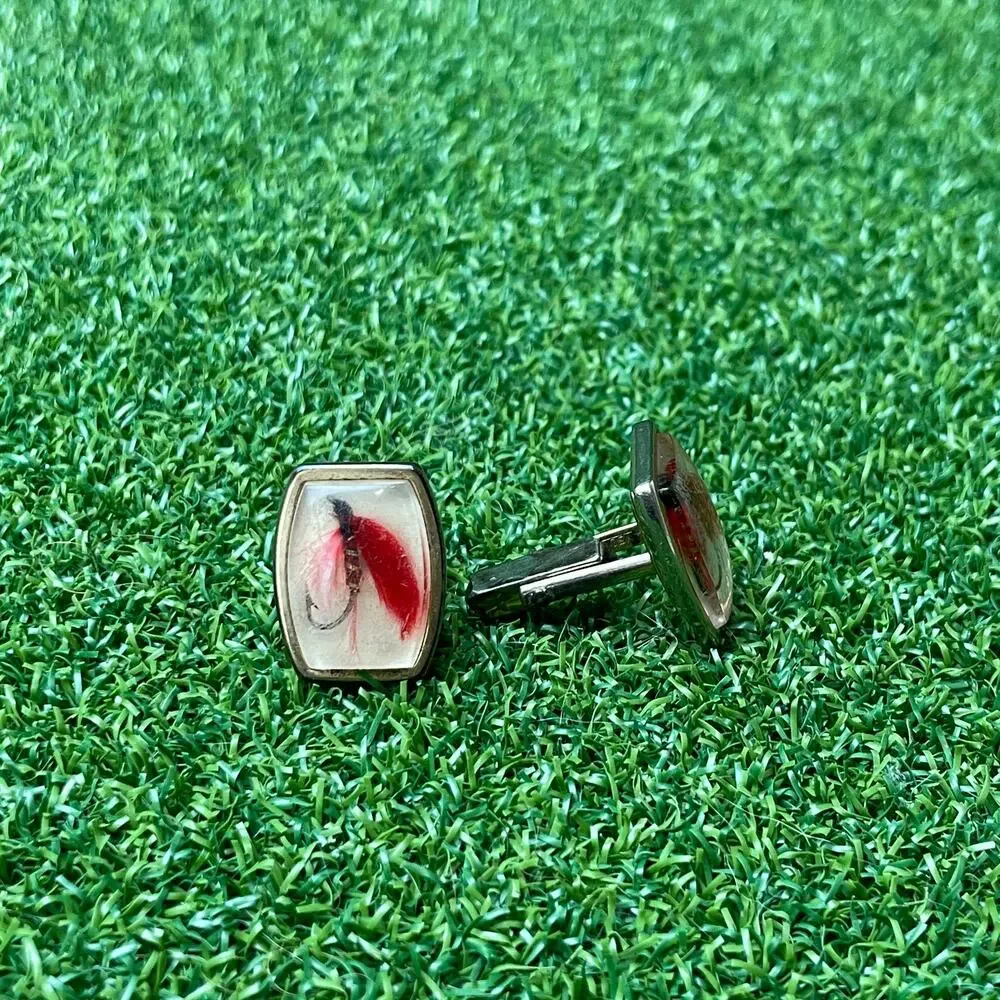 Anson Lucite and Metal Fishing Lure Cuff Links